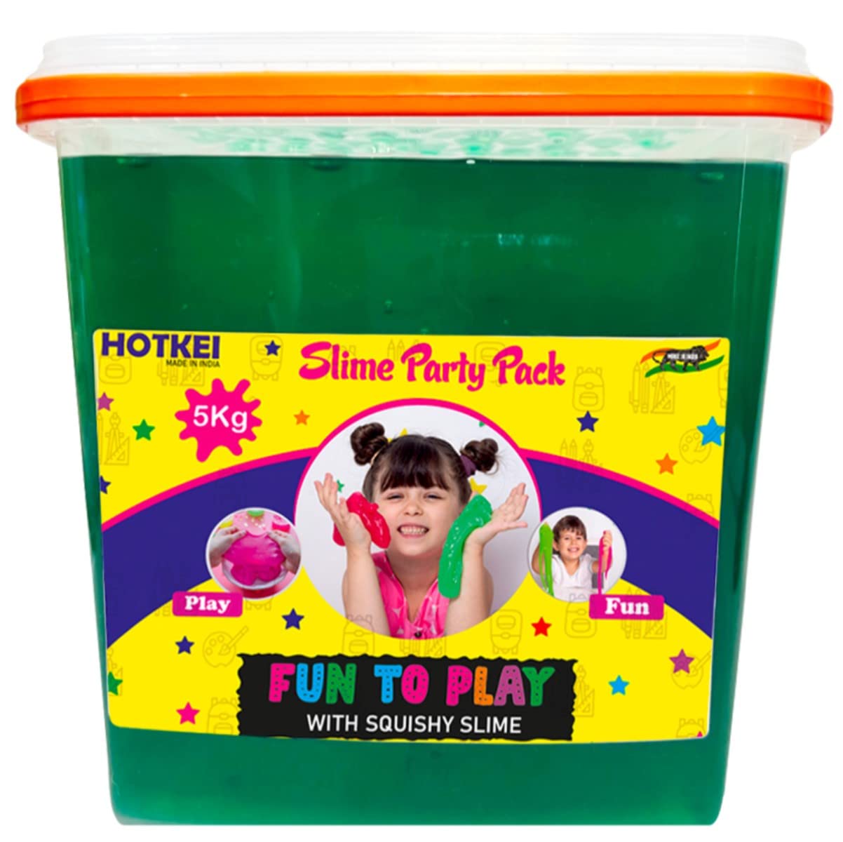 HOTKEI (5 Kg Slime) Green Fruit Scented Big DIY Magic Toy Slimy Slime Clay Gel Jelly Putty Set kit Toys for Boys Girls Kids Slime Party Pack Bucket