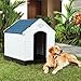 Giantex Dog House for Medium Dogs, Waterproof Plastic Dog Houses with Air Vents and Elevated Floor, Easy to Assemble, Outdoor Cat House Feeding Station Indoor Patio Backyard Dog Kennel House
