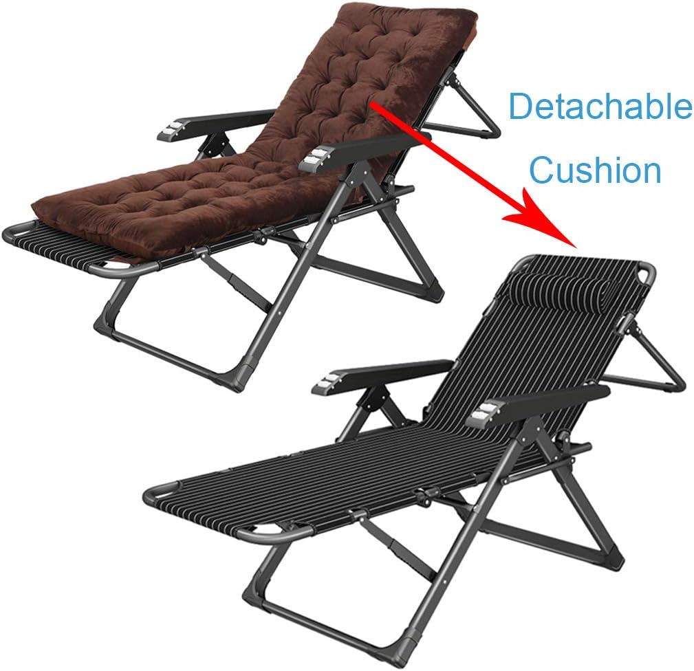 Folding Zero Gravity Chairs Lounge Chair, Portable Recliner Chair Garden Deck Reclining Chair for Outdoor Patio Beach Camping, Max Load 441lbs - Brown