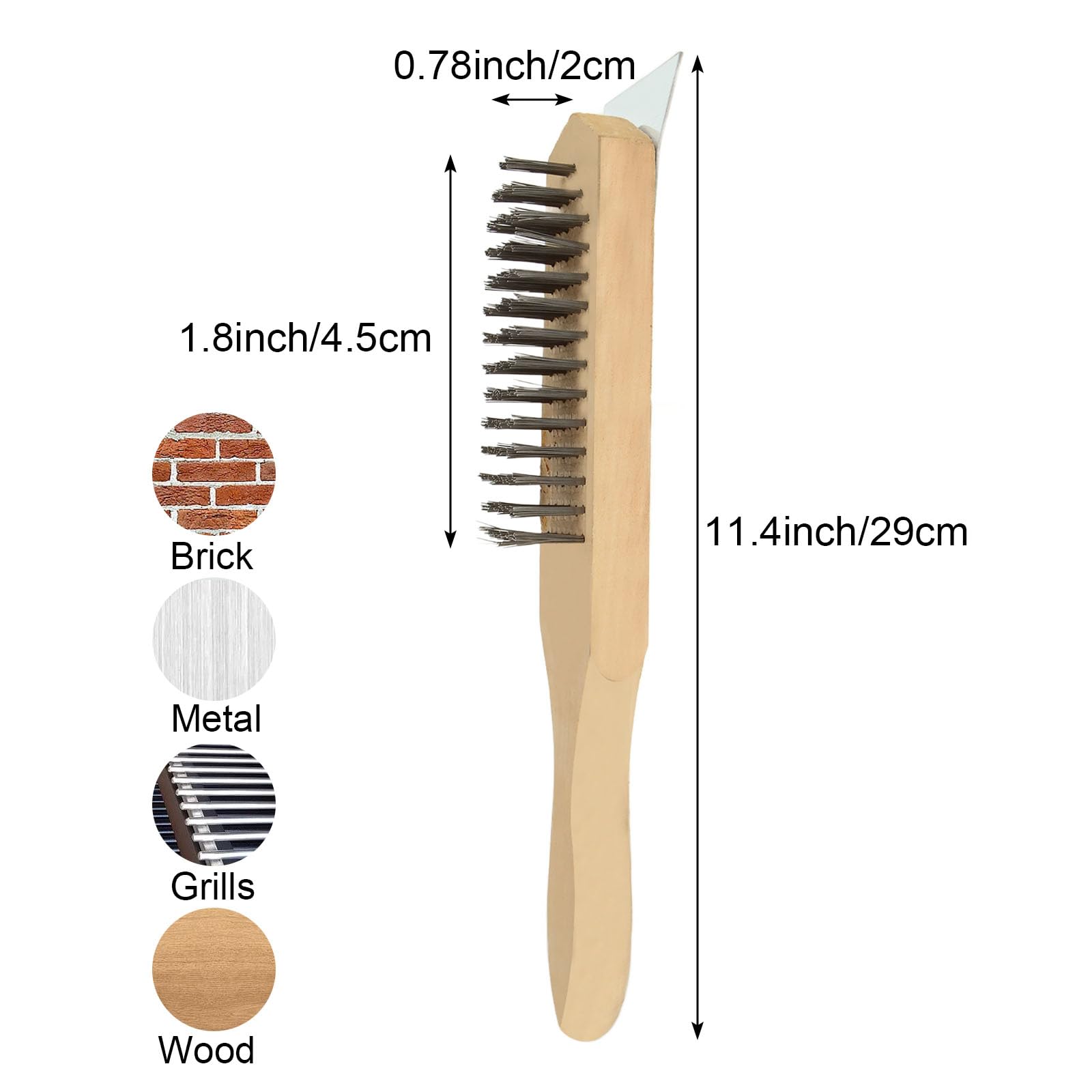 Lot De 12 Brosses Métalliques Avec Manche En Bois Et Acier