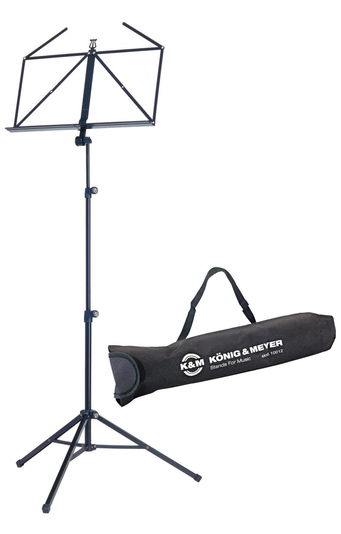K&M 10065 Notenständer Set (ausziehbarer Notenständer mit Tragetasche) Schwarz