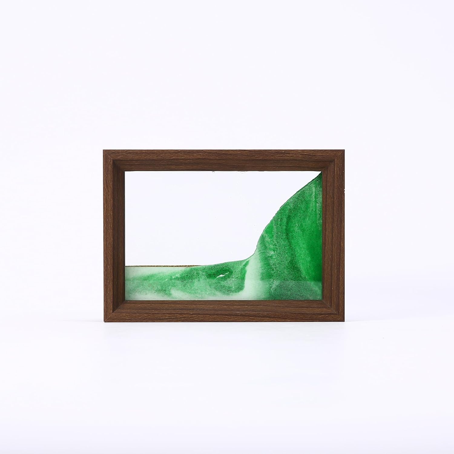 AzureLeap Moving Sand Art Liquid Motion 3D Deep Sea Sand Scene Colorful Flowing Sand Solid Wood Frame Square Glass Moving Sand Art Picture Casual Desktop Home Office Workplace Decor [Green 6in]