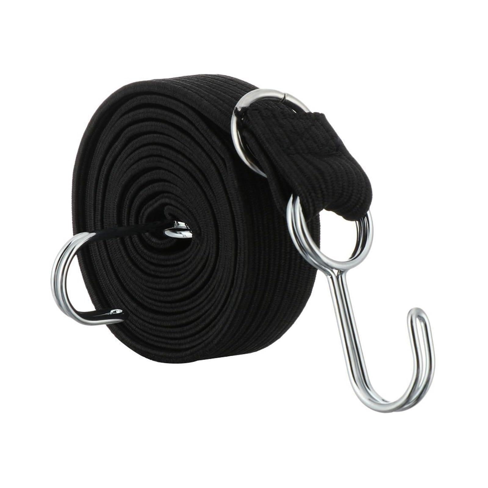 Tie Down Strap, Elastics Rubber Lugga Rope Cord Hooks Bikes Rope Tie Bicycle Lugga Roof Rack Strap Fixed Band Hook Car Accessories(Black-1M)