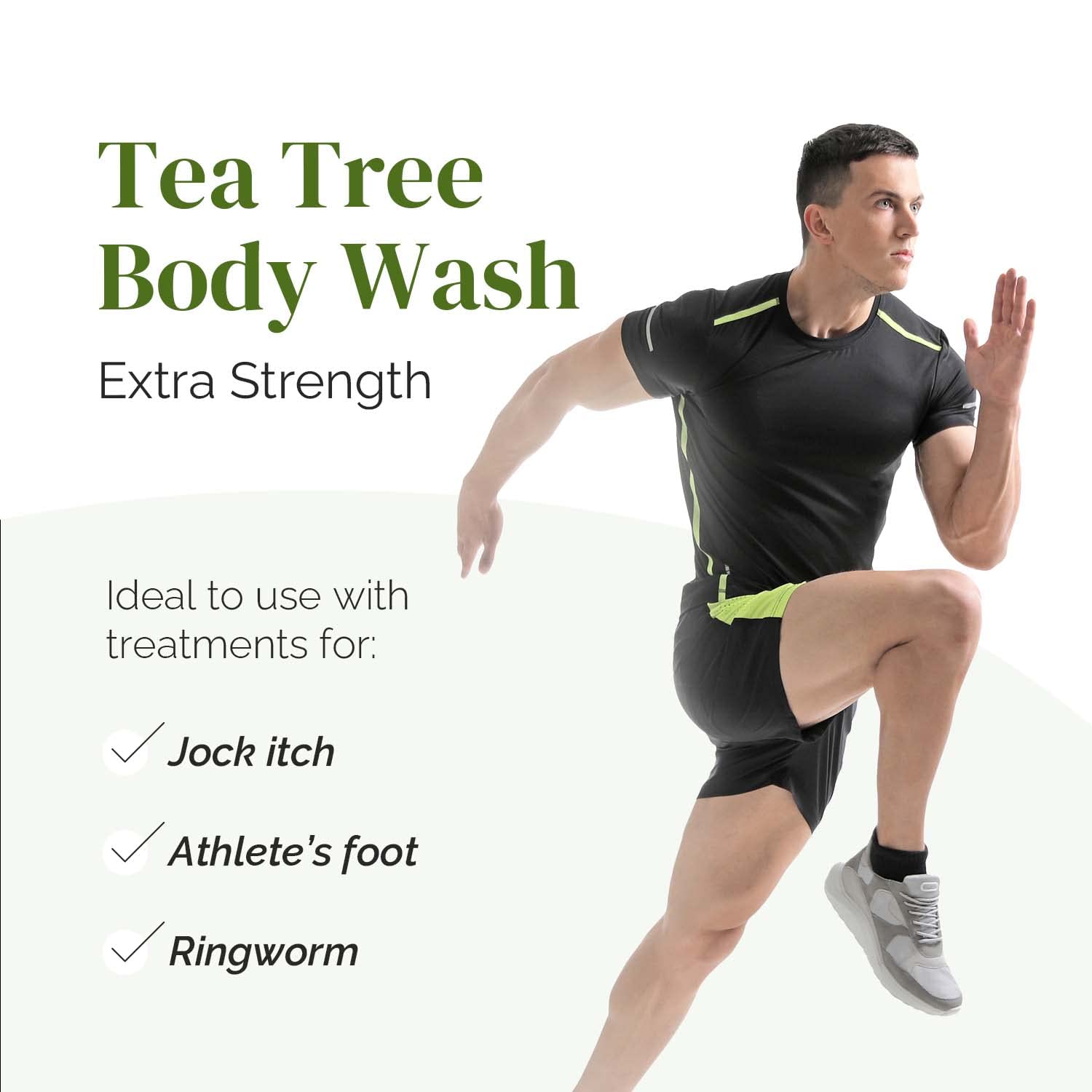 Puriya Tea Tree Body Wash, Use with Jock Itch, Athletes Foot, Body Back Acne Treatment, Moisturizing Natural Wash for Men, Women, Dry Skin, Eucalyptus, Mint Oil Shower Gel Soap