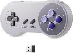 Controlador USB SNES sem fio, recarregável retrô USB SNES emulador controlador de jogo para Windows PC Mac, Raspberry PI