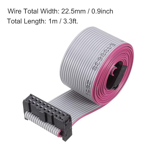 Miniatura 4 de uxcell Cable de cinta plana IDC Conector FCFC tipo A 18 pines de 0.100in paso 3.3ft de longitud gris