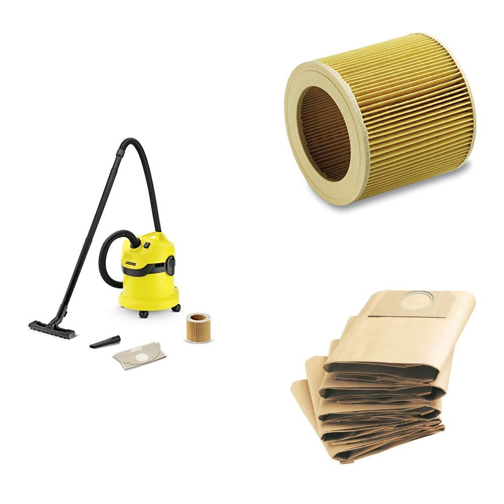 Buy Kärcher WD2 Wet and Dry Vacuum, Steel, 1000 W, 12 liters, Yellow