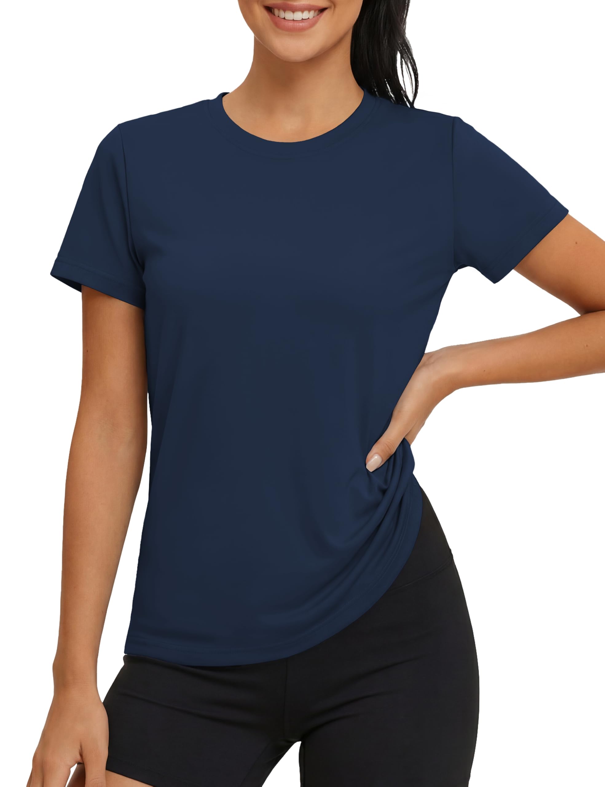 MAGCOMSEN Sportshirt Damen UV Shirt Kurzarm Sport Shirts Basic Funktionsshirt Fitness Wandershirt Yoga UV-Schutz Wasser