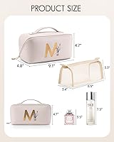Vista 4 de Vlando - Bolsa de maquillaje con inicial personalizada, regalos personalizados para mujeres, Blanco-M