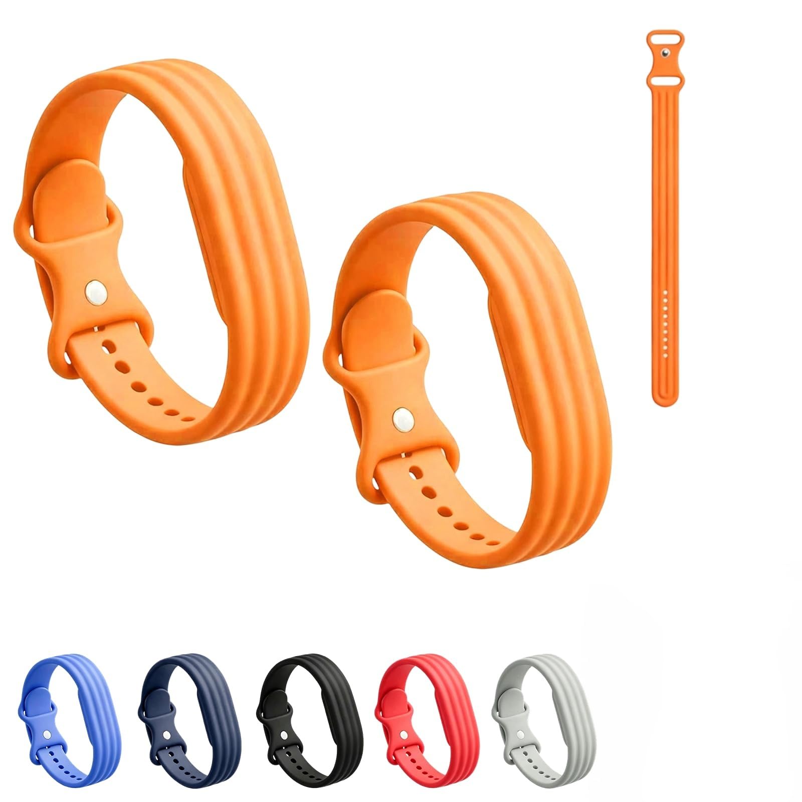 Band for Google Fitbit Air, Breathable Replacement Sport Strap with Classic Buckle, Water & Sweat Resistant, Adjustable Replacement Strap for Google Fitbit Air Fitness Tracker (2, Silicone-Oranger)