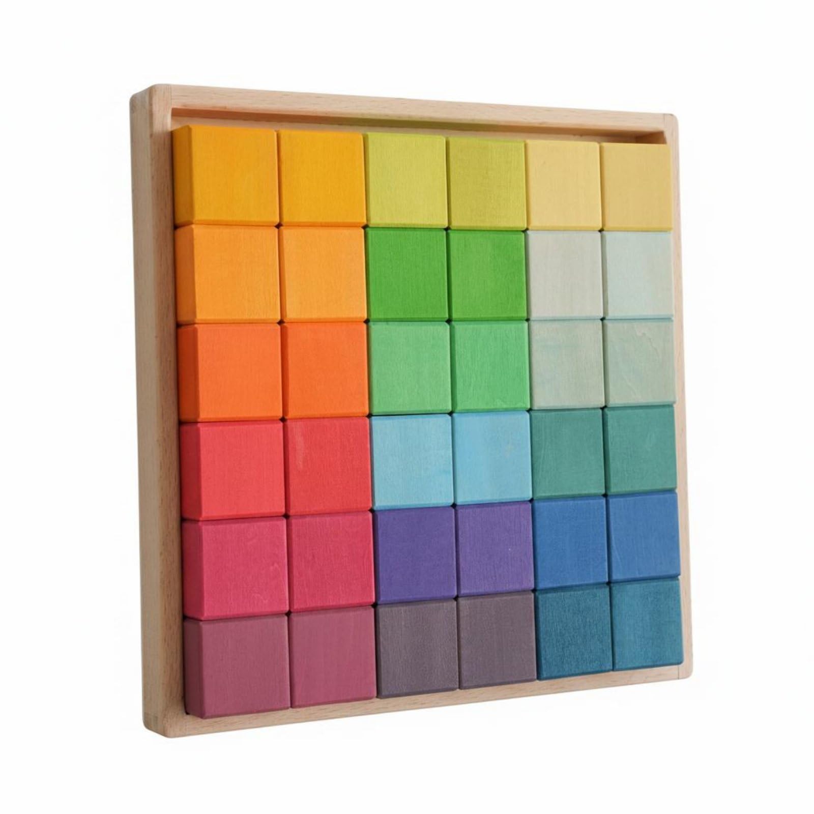 36 Piezas Bloques Infantiles Mosaico Construcción Juguete Educativo Apilables Geometría Creativa de Madera Suaves para Clasificar Tonos y Tamaños, Mosaico De Tilo Teñido Arcoíris