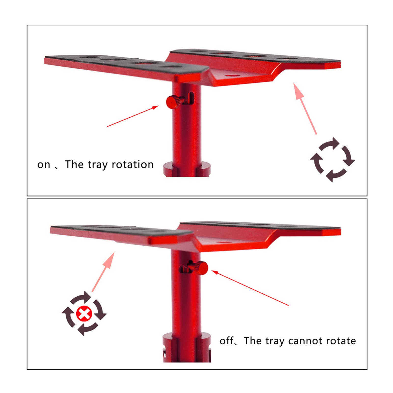 Drfeify Soporte de Trabajo para Coche RC, Estacin de Trabajo de Reparacin de Aleacin de Aluminio Bloqueable Giratoria de 360 Grados para Coches Modelo RC (Rojo