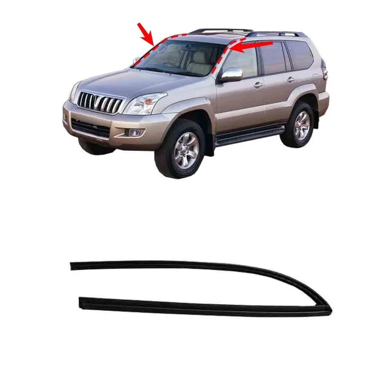Guarnizione Porta Auto Striscia Di Gomma Sigillante Lavello Sul Tetto Anteriore Da Per Land Per Cruiser Per Prado 120 Gocciolamento Pioggia Per Lexus Per GX470 Guarnizione