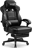 Vista 1 de GTPLAYER Silla de juegos con reposapiés, silla de juegos de computadora grande y alta, estilo de carreras de 350 libras, soporte lumbar ergonómico