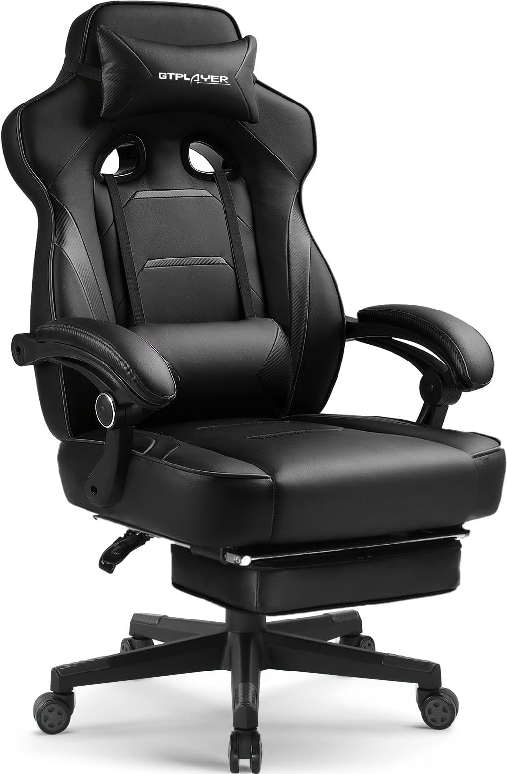 GTPLAYER Big and Tall Gaming Chair with Memory Foam Cushion, Computer Video Game Desk Chair with Footrest, Ergonomic Executive Home Office Chair (Ergo Black, GTPF59 - US)