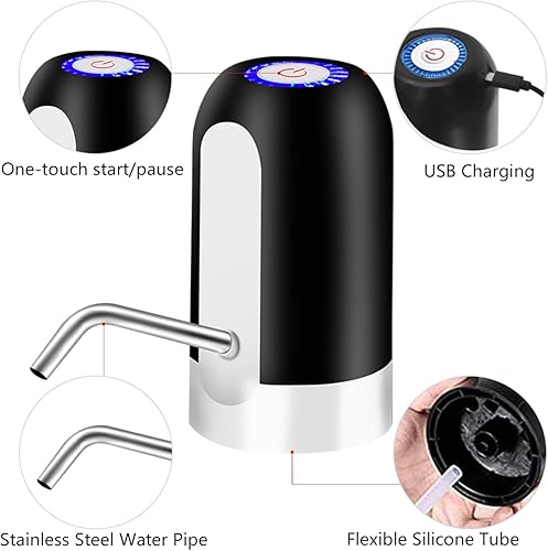 Miniatura 10 de Ausxaron Dispensador de botella de agua, dispensador de bomba de agua, bomba eléctrica portátil para jarra de agua con carga USB, bomba de agua