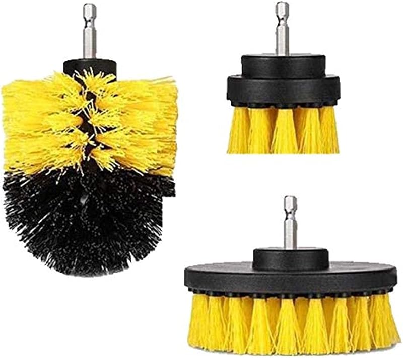 Car Cleaning Brush With Drill Attachment Tub Automotive Detailing Spin Scrubber Set (3 Pieces)