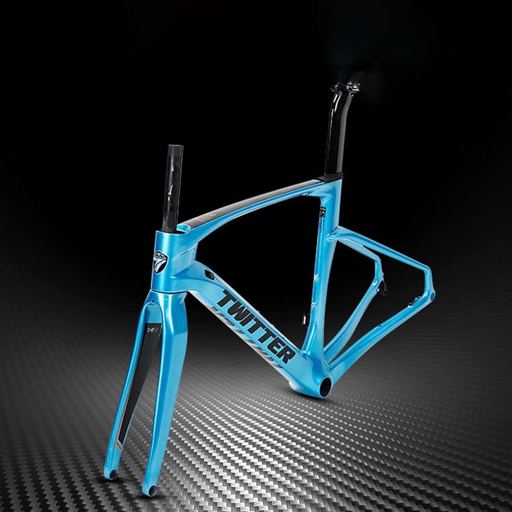 Carbon Road Bike Frameset Breaking Wind Off Road Racing Frame Thru Axle Disc Brake Bicycle Frame 46/48/50/52/54cm Internal Routing,for 700c Wheels(Black,50CM)