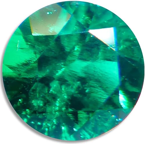 Gema natural esmeralda verde redonda, brillante y suelta