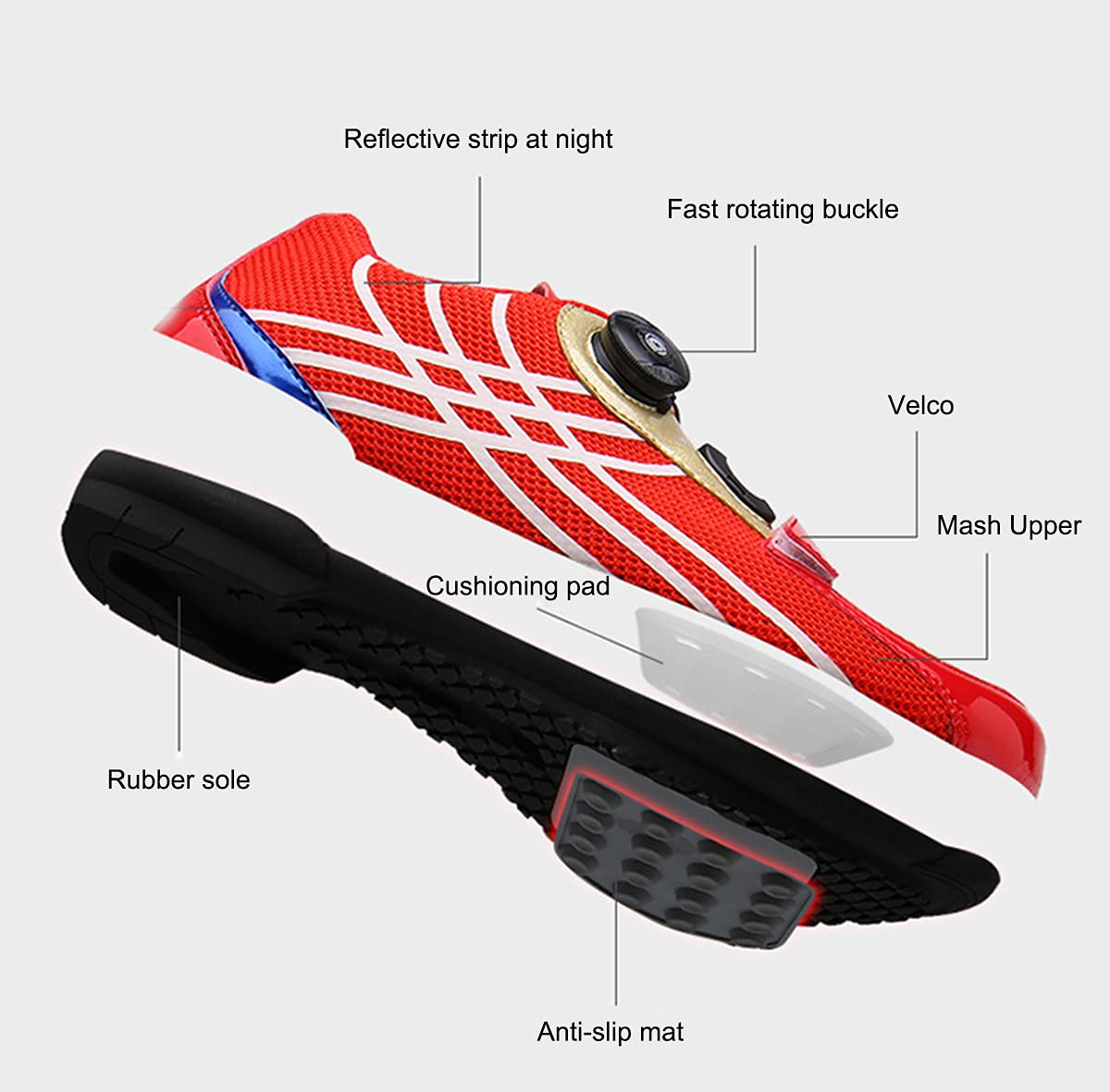 Scarpe Bici da Uomo Donna Scarpe da Mountain Bike Suola di Gomma Antiscivolo Sportive Comode Traspiranti Flat