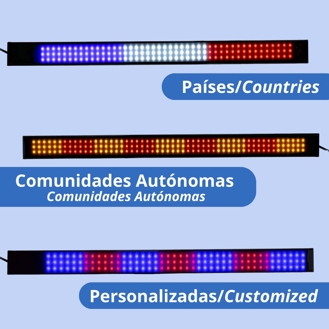 Bandera LED 12-24V 4 Azules 3 Rojos Personalizada Barcelona para Vehiculo