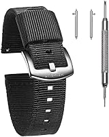 Vista 16 de torbollo Correas de reloj de liberación rápida, correa de reloj dura de 0.709 in para muñeca grande, correa de nailon de calidad y hebilla cepillada