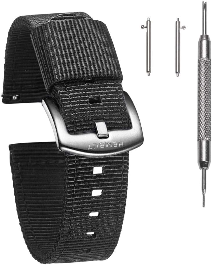 torbollo Quick Release Watch Bands - Choice of Color and Width (18mm, 20mm, 22mm or 24mm) Watch Straps, Quality Nylon Strap and Sturdy Brushed Buckle, 22mm / Large Wrist (7.1''-8.9'')