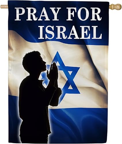 Bandera de 28 x 40 pulgadas, bandera de doble cara con texto en inglés "We Stand with Israel House", bandera de Israel Friendship, bandera de Israel