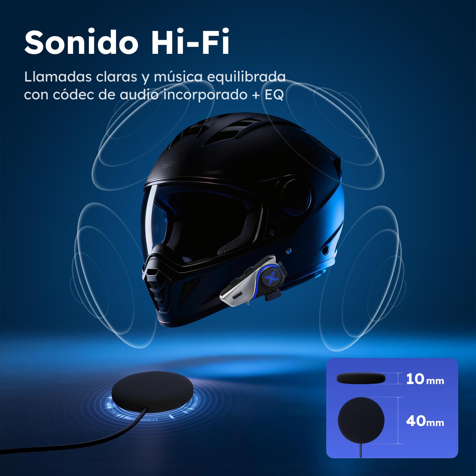 MAXRUNON D9 Intercomunicador Casco Moto para Motocicletas, 2 Vías Intercomunicador Bluetooth 5.3, Cancelación de Ruido CVC/DSP, Multitarea 1000 mAh, Emparejamiento Universal, FM, IPX5-2 Pack