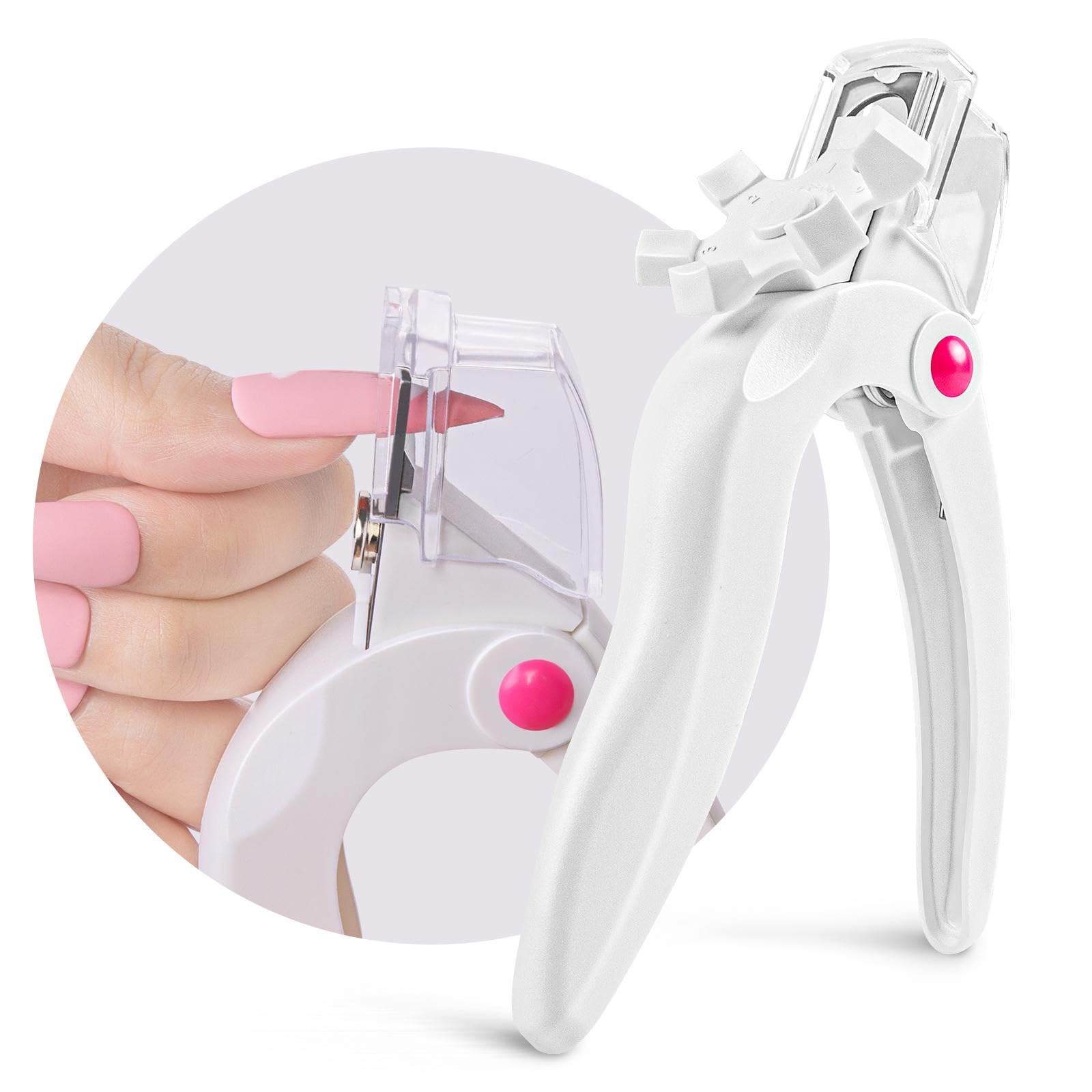 AIRSEE Adjustable Acrylic Nail Clippers with Sizer & Catcher,White