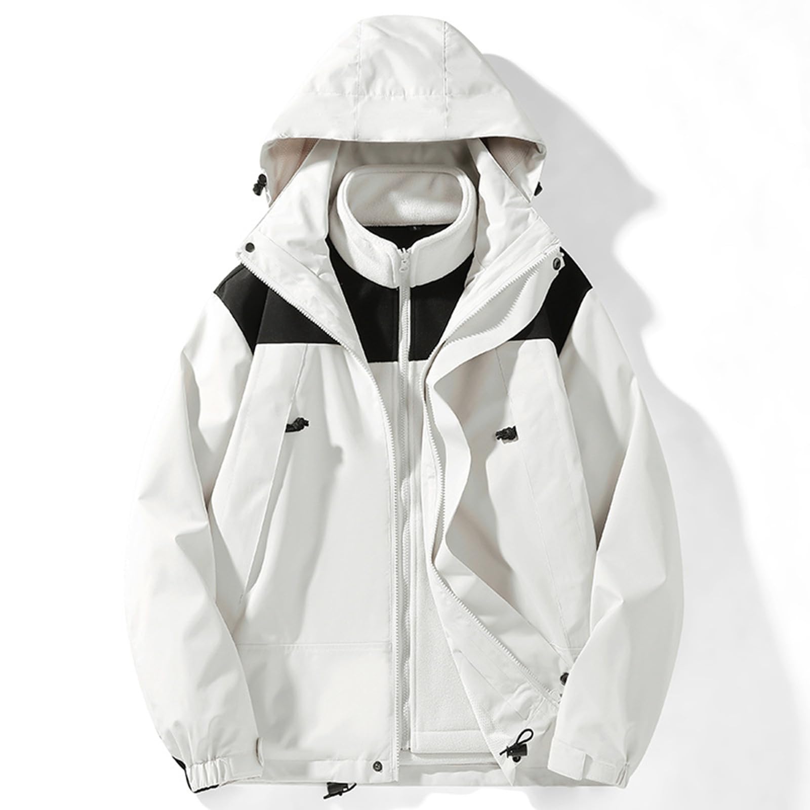 Generisch Veste de ski pour femme - Imperméable - 3 en 1 - Veste fonctionnelle - Noir - Veste de randonnée - Veste d'hiver chaude - Veste d'extérieur - Anorak - Veste de snowboard