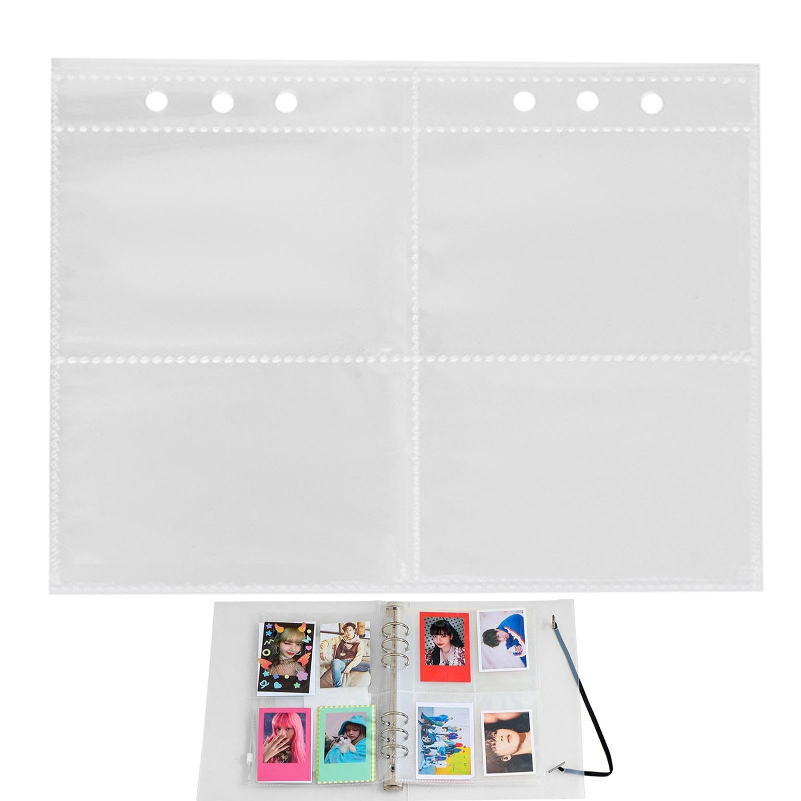 pologmase Álbum de fotos con encuadernación - Fundas para tarjetas fotográficas A5 , fundas ajustables para tarjetas fotográficas, álbum de fotos para estudiantes, postales, imágenes