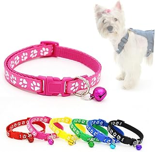 Angoily Katzen- Und Hundehalsband in 6 Farben Mit Glöckchen – Verstellbares Haustierhalsband Sicherheitsschnalle Haustierhalsband-zubehör Katzen- Und Hundefußabdruck product image