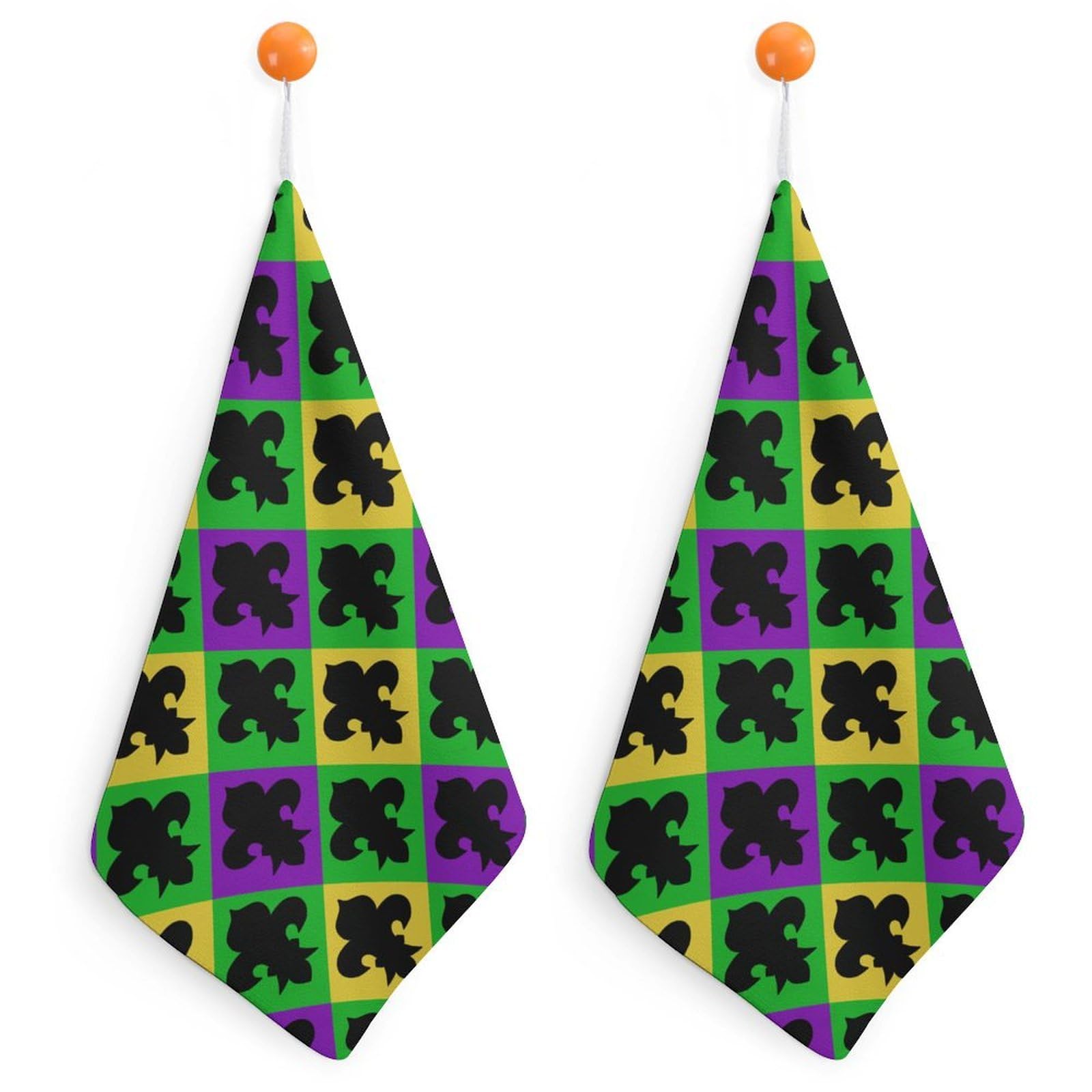 TXFBTRFSA Fleur De Lis Mardi And Gras Hand Towels with Hanging Loop Kitchen Towel Handkerchiefs Cleaning Cloths