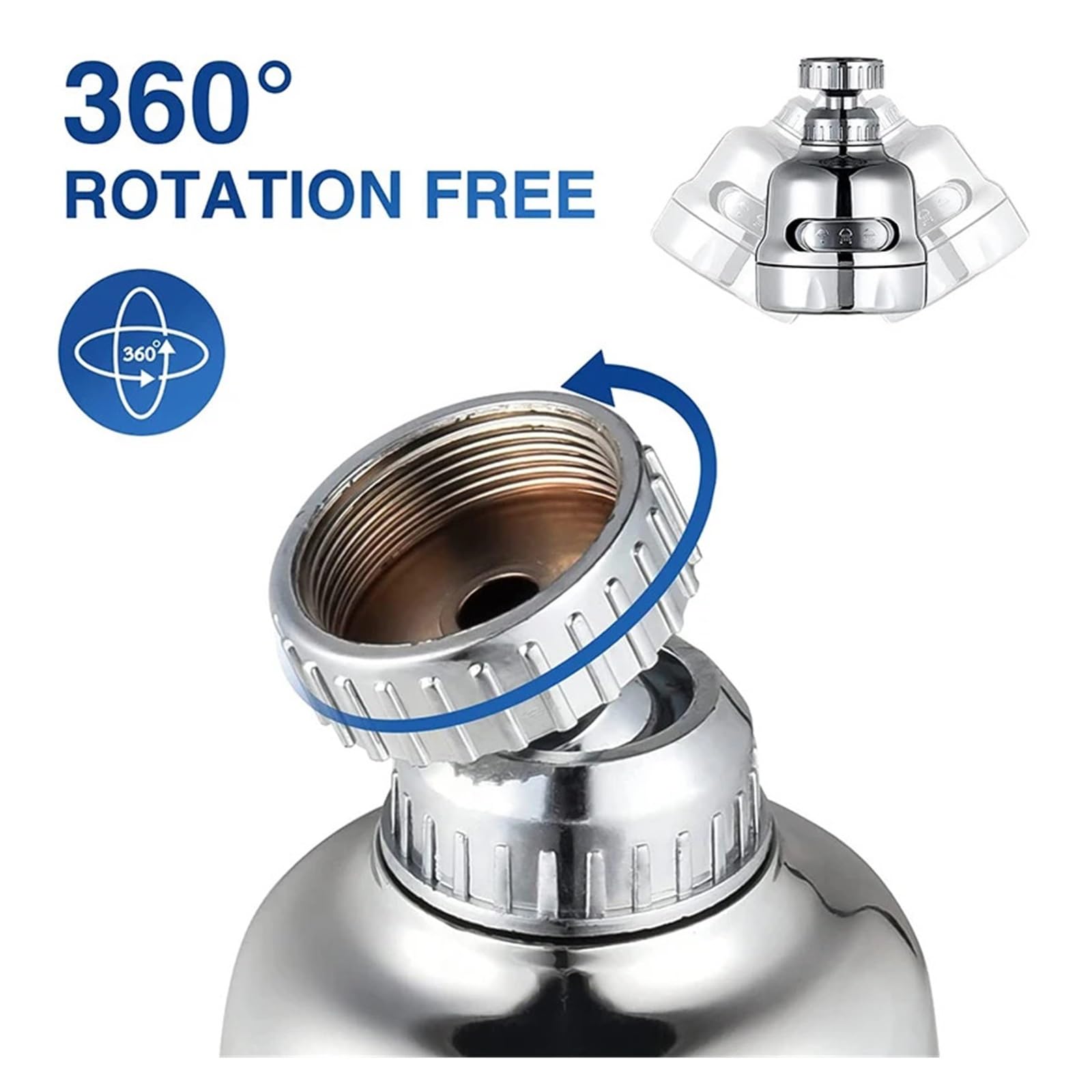 Rubinetto da Cucina Girevole Regolabile, aeratore a 360 Gradi, ugello Filtro, diffusore, connettore per Rubinetto da Bagno a Risparmio idrico, Facile Installazione