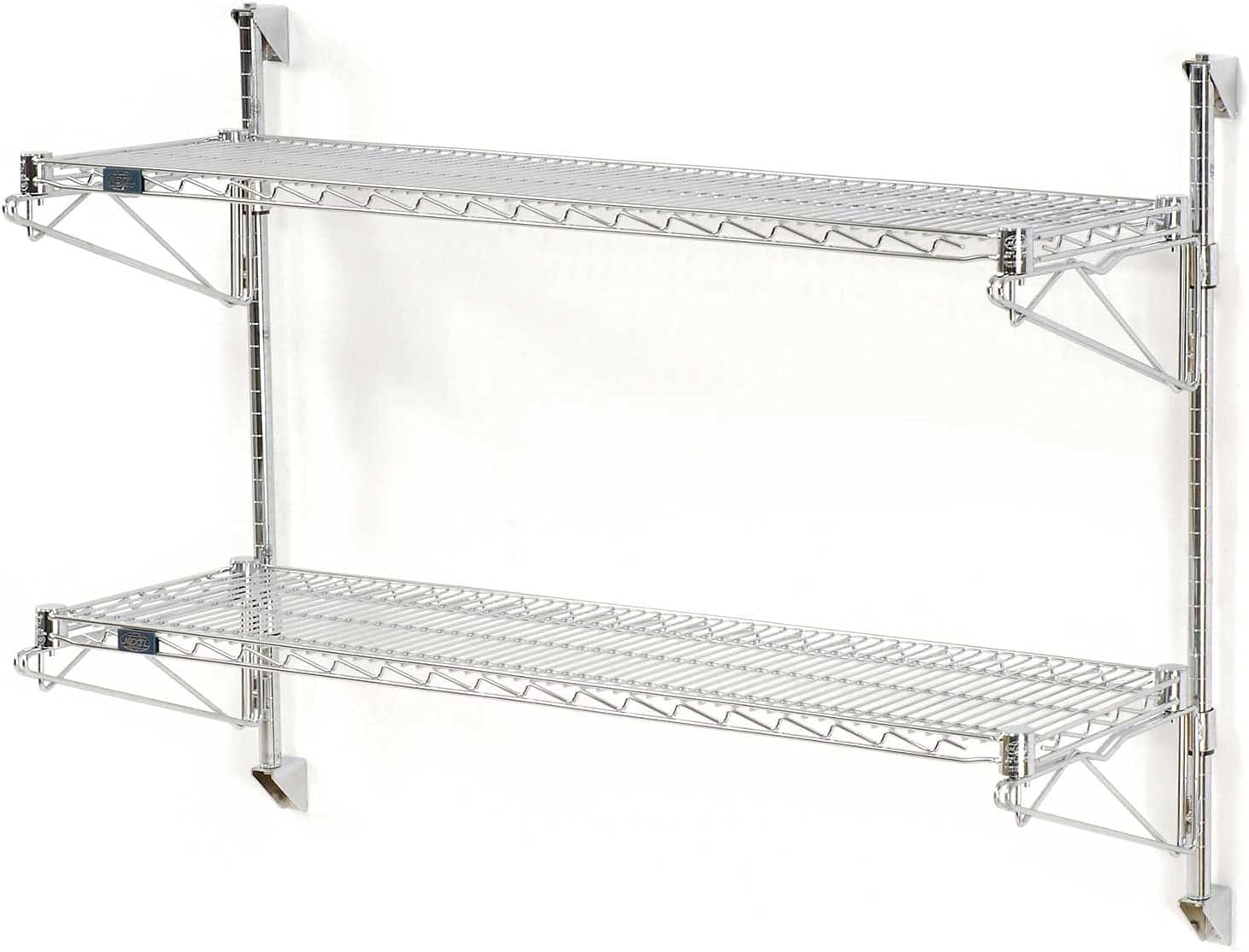 Nexel Wall Mount Wire 2-Shelf Starter Unit, 72 W x 24 D x 34 H