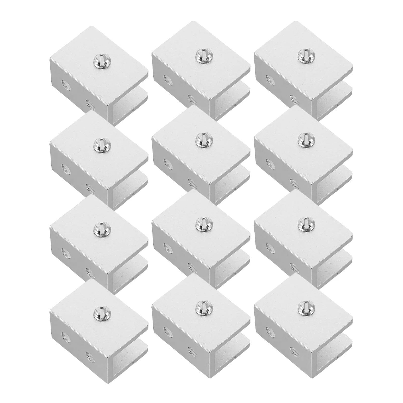 12Pcs Heavy Duty Glass Shelf Brackets Black Rectangular Clamp Holder for Wall Mounted Cabinets