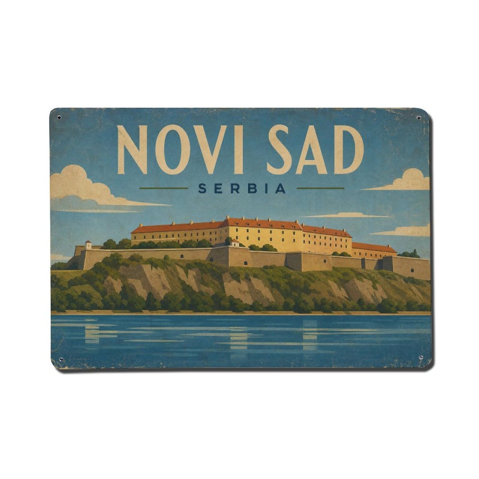 Vintage Travel Serbia Novi Sad Metal Tin Sign
