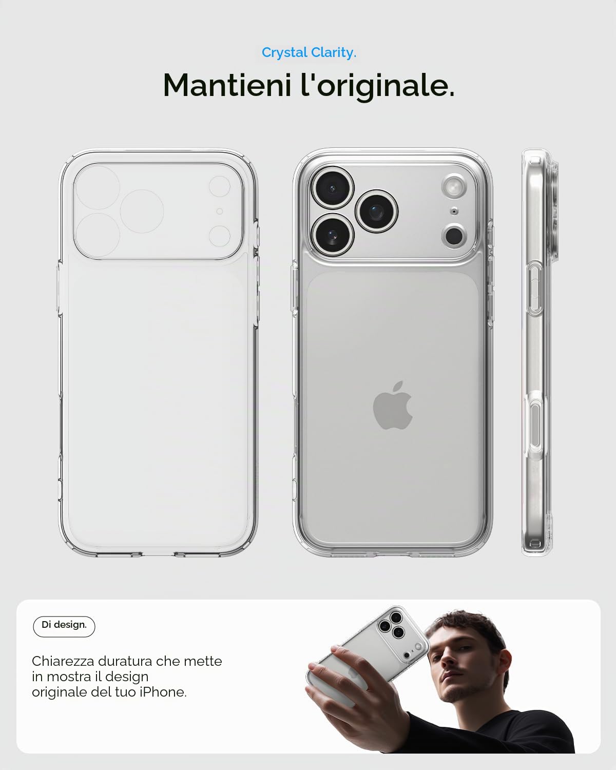 Spigen Ultra Hybrid Pack - Cover Trasparente e Vetro Temperato per Schermo/Fotocamera per iPhone 17 Pro