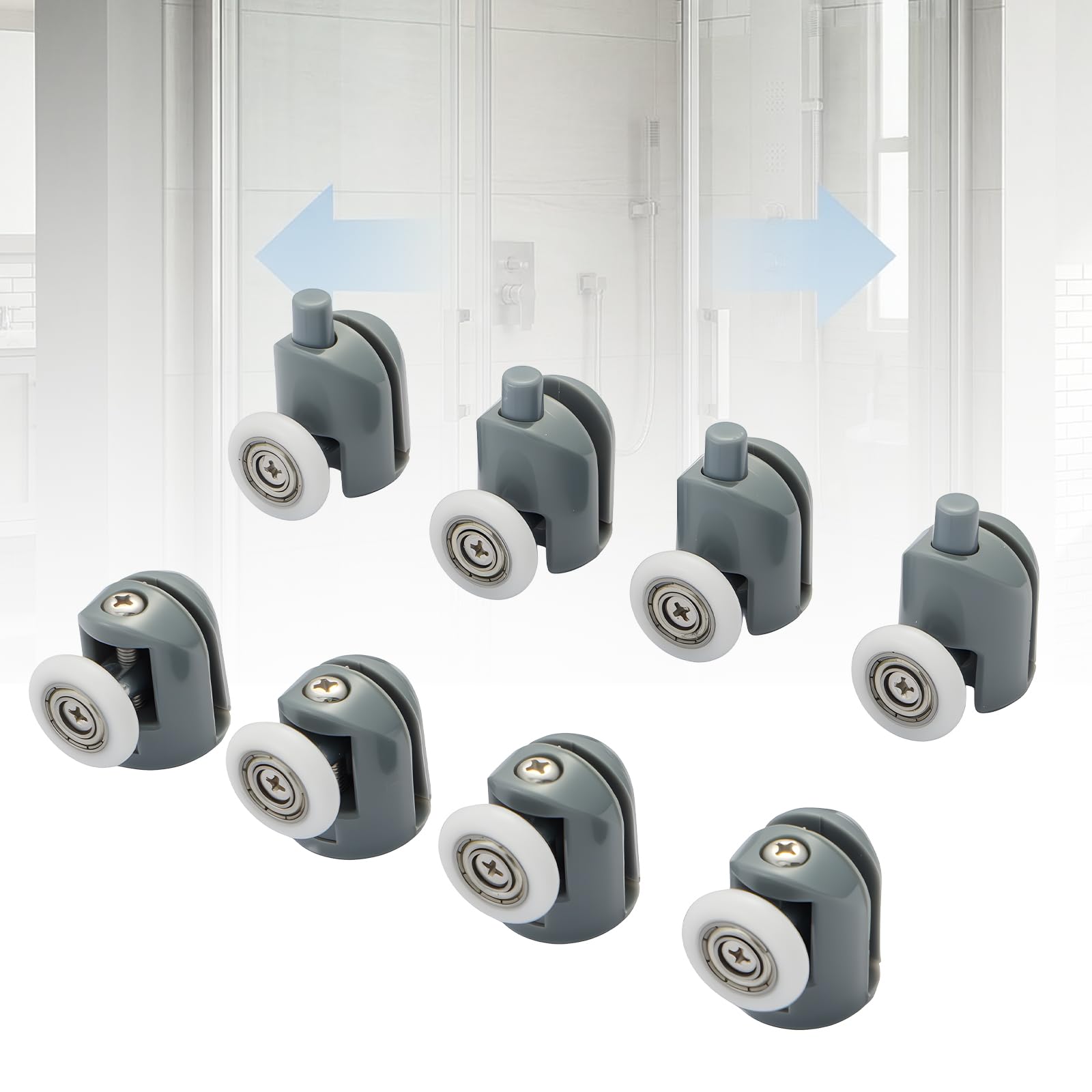 Holdfiturn 4Pcs 26mm Shower Door Wheel Rollers Zinc Alloy Shower Door Rollers Runners Fixing Pulleys Replacement Shower Door Fixing Wheels (8 PCS Single Side Roller)