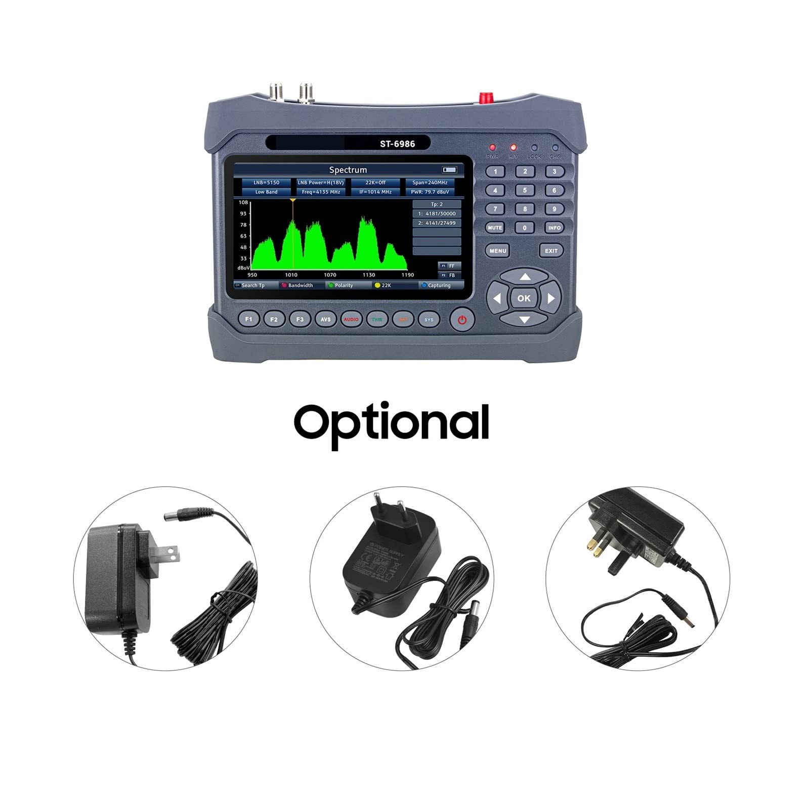 Récepteur Satellite, Compteur de Signal numérique HEVC H.265 (10 bits) MPEG-4 ST-6986 DVB-S/S2/T/T2/C Satellite Finder Combo TV