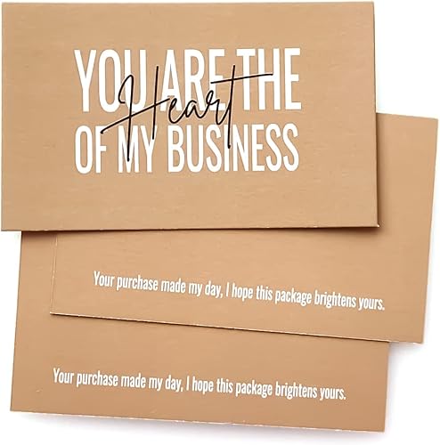 Miniatura 3 de RXBC2011 Tarjetas de agradecimiento con texto en inglés "You are the Heart of my Business". Paquete de 100 tarjetas de visita (color Kraft, 100
