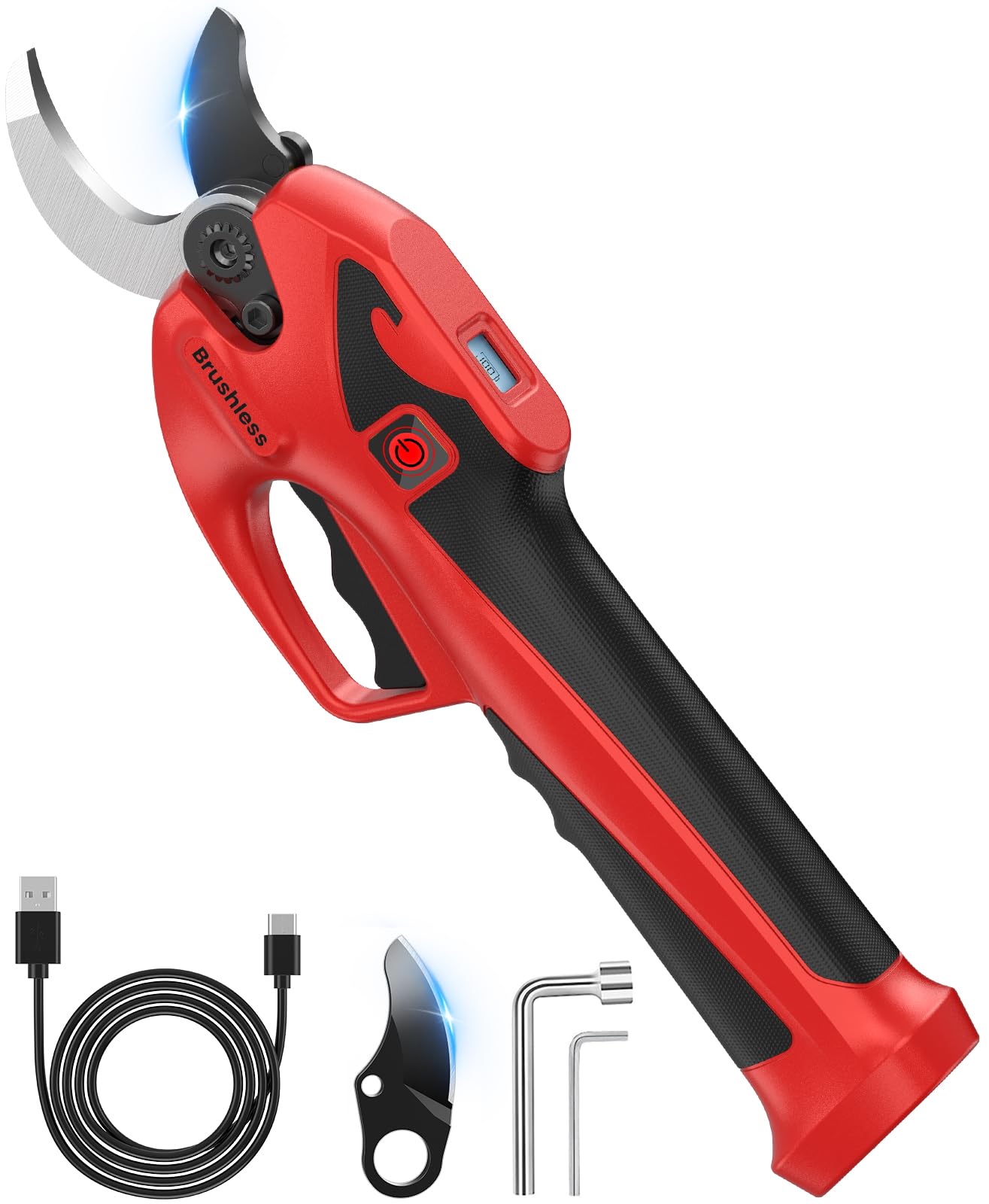 Professionelle Bypass Akku Gartenschere, 2000mAh Elektrische Gartenschere, 41 mm Gehärtete Stahlklinge Akku Astschere für Einfaches und Müheloses Schneiden von bis 23 mm Aststärke, Robustes Werkzeug