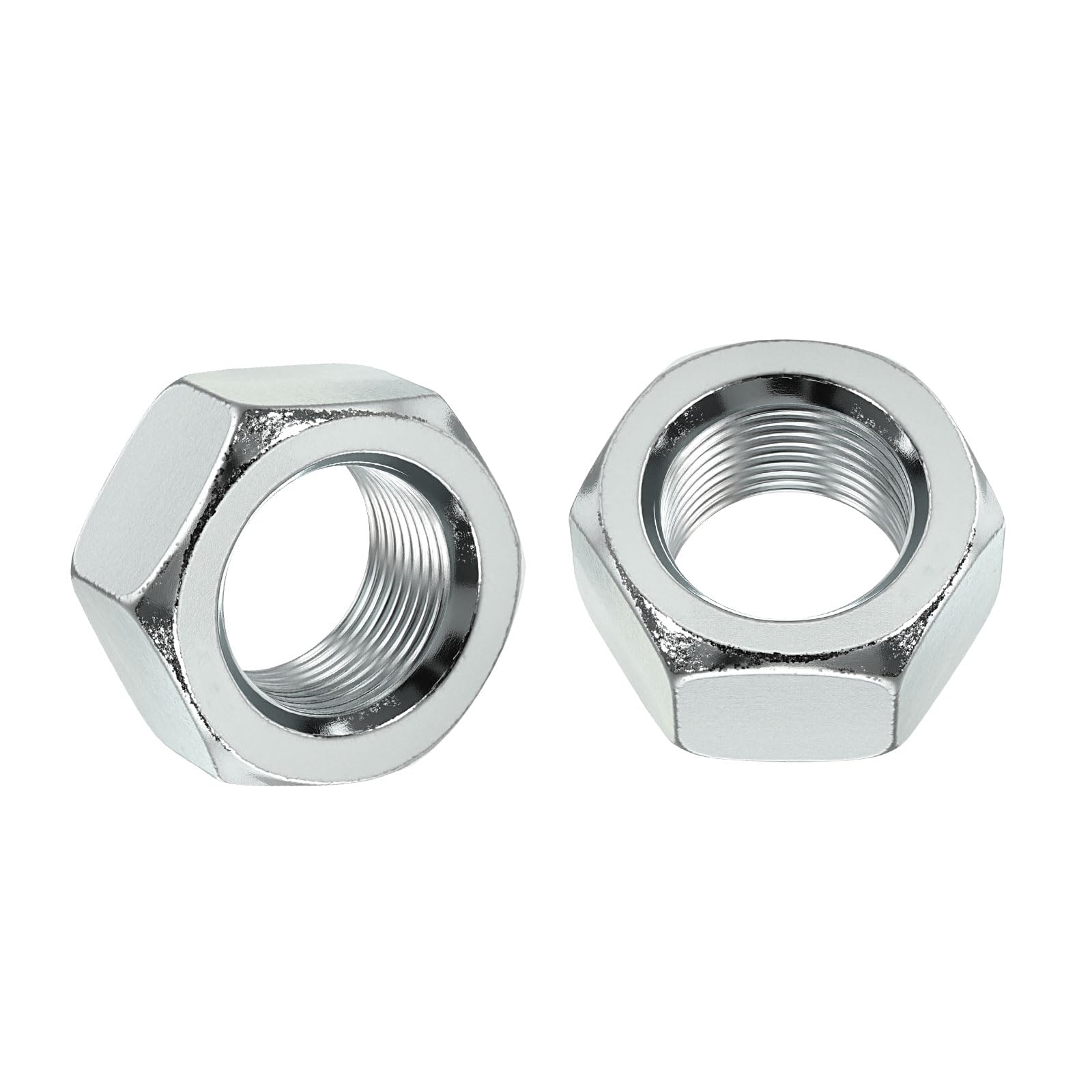 Kozelo 2pcs Hex Nuts - [1"-14] Carbon Steel (Grade 8) Hardware Standard Inch Fine Thread Metal Nuts for Heavy Structural Machinery Fastening, Zinc Plating Finish, Blue Silver