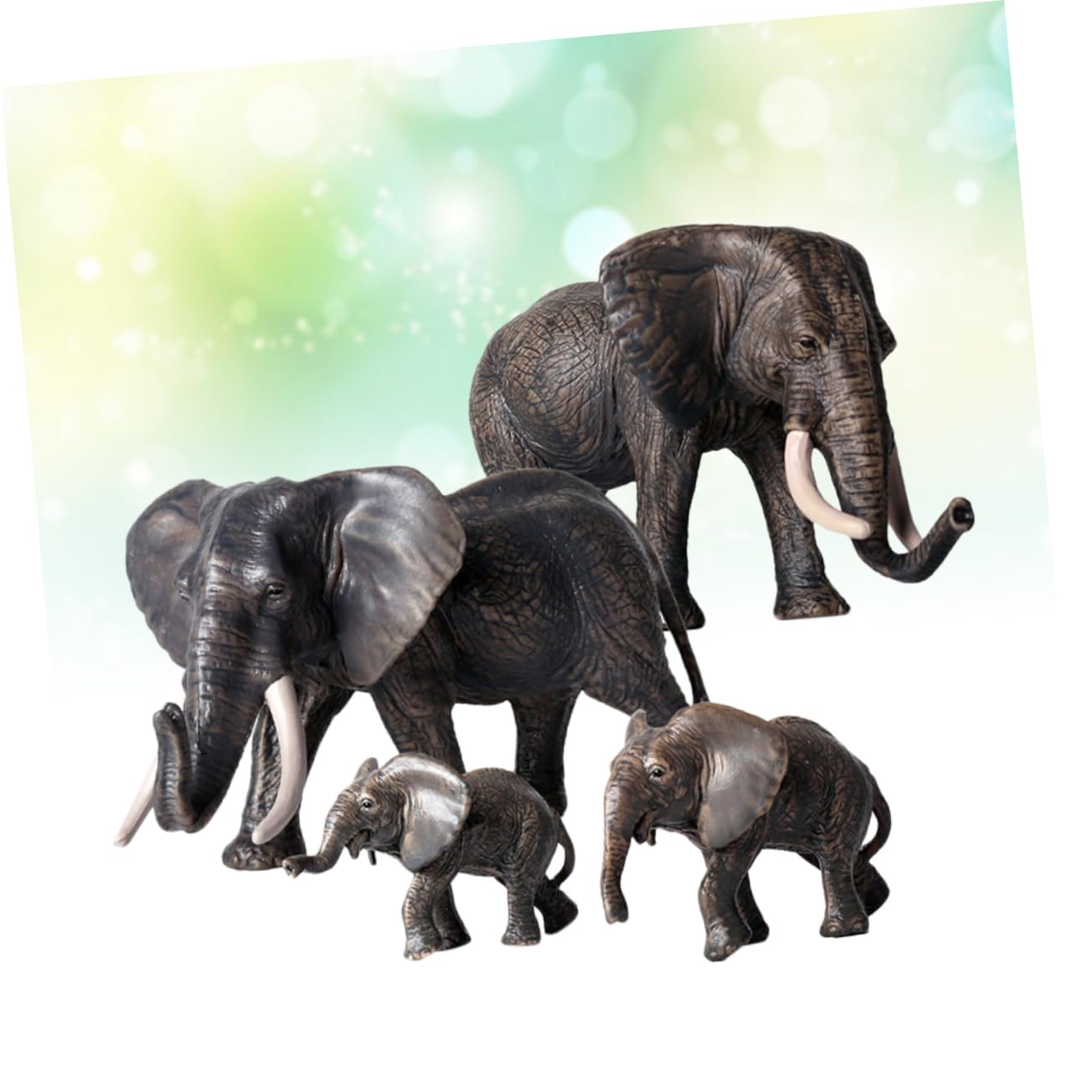 KOMBIUDA Modelo de Elefante de Simulación 4 Piezas PVC Negro | Figuras Creativas y Realistas, Juego de Grupo Salvaje, 1 Set para Niños