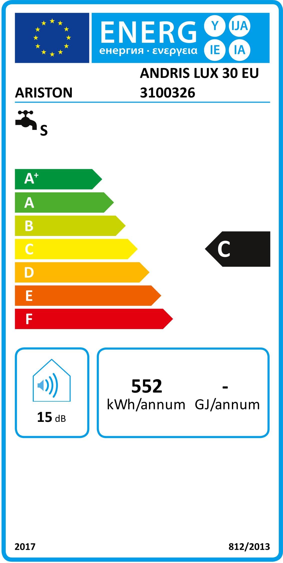 Ariston ANDRIS LUX - Chauffe-eau électrique Sur Évier 30 litres - Puissance 2000W - Compact, facile à utiliser - Conçu et fabriqué pour être installé en France