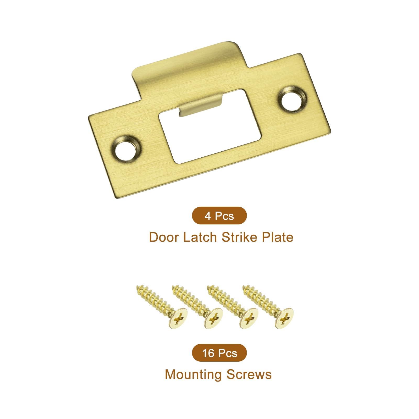 QUARKZMAN 4pcs Placa de Golpe de Puerta, Placa de Cierre de Seguridad con Kit de M4 Tornillos en Forma T de Acero Inoxidable para Refuerzo de Marco de Puerta, 70x40.3mm, Dorado