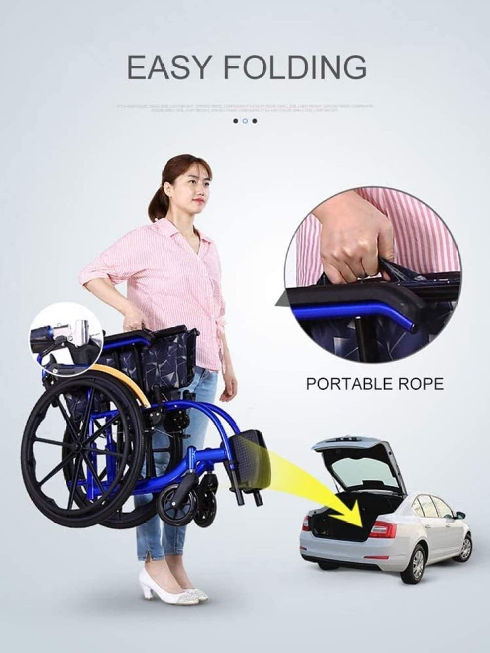 Wózek inwalidzki Handmatige rolstoelen Aluminium transportstoel met afneembare opklapbare armrolstoel Opvouwbare transportrolstoel met handrem wygodne