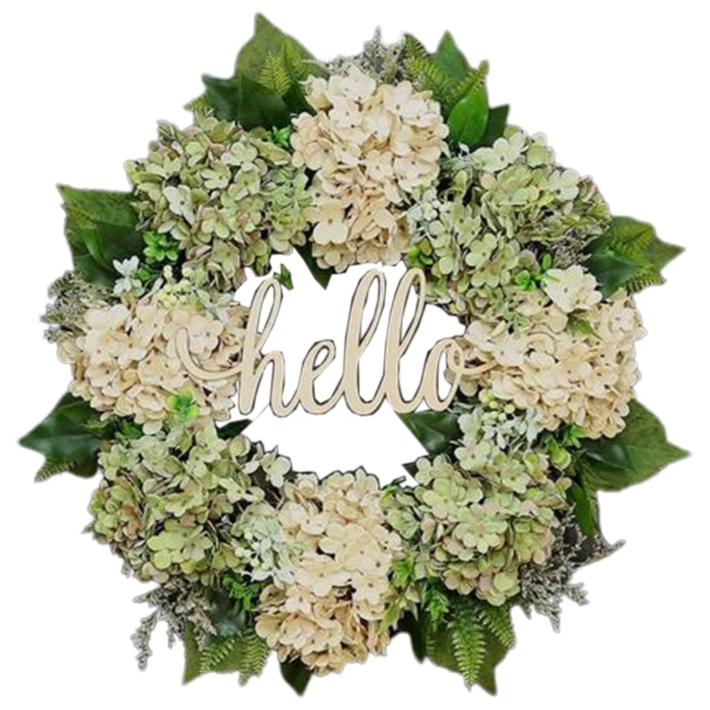 Couronne de Noël hortensia fleurs faites main pour porte d'entrée sans entretien