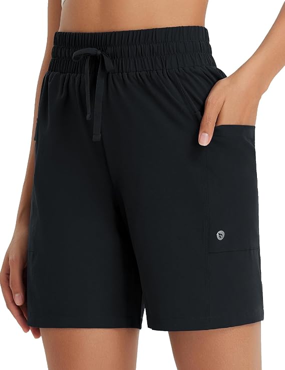 baleaf Women's 7 Athletic Shorts Quick Dry Running Workout Lightweight High Waisted Long Shorts with Pockets